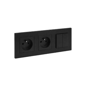Imagine Legrand-Priză dublă de perete 250V/16A și întrerupător dublu č. 5 NILOE STEP negru