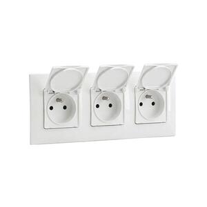 Imagine Legrand - Priză triplă de exterior pentru uz casnic 250V/16A cu cadru NILOE albă