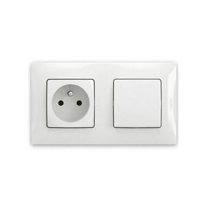 Imagine Legrand - Priză de perete pentru uz casnic 250V/16A și întrerupător unipolar nr. 1 cu ramă NILOE, albă