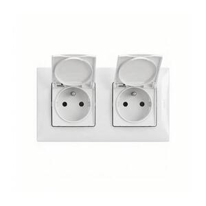Imagine Legrand - Priză dublă de exterior pentru locuință 250V/16A cu ramă NILOE albă