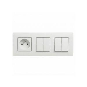Imagine Legrand-2x Întrerupător dublu nr. 5 și priză casnică 250V/16A cu ramă NILOE STEP albă