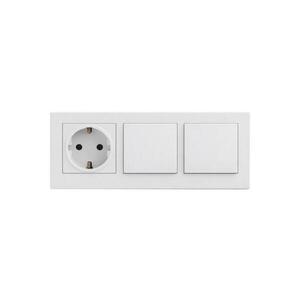 Imagine Legrand - Întrerupător dublu unipolar nr. 1 și priză pentru uz casnic 250V/16A SCHUKOs cu ramă NILOE STEP, albă