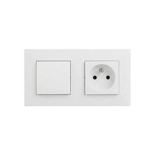 Imagine Legrand - Priză casnică 250V/16A și întrerupător unipolar nr. 1 cu ramă NILOE STEP albă