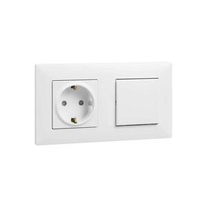 Imagine Legrand-Priză casnică 250V/16A SCHUKO și întrerupător unipolar nr. 1 cu ramă NILOE STEP albă