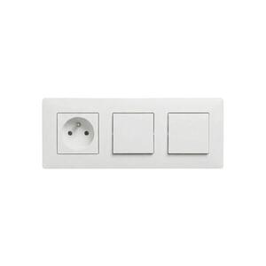 Imagine Legrand - Întrerupător dublu unipolar nr. 1 și priză domo 250V/16A cu ramă NILOE STEP albă