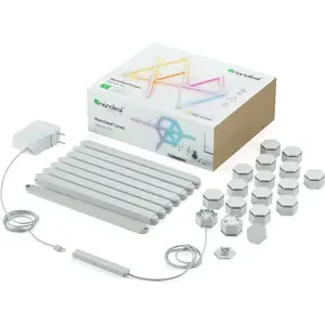 Imagine Kit 15 Panouri luminoase Nanoleaf Lines Starter Kit, Iluminare LED RGBW, Wi-Fi, Sincronizare muzica, Compatibil cu asistenti vocali