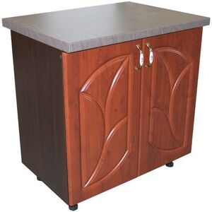 Imagine Masca pentru chiuveta cu 2 usi 80 cm Zebra, Wenge/MDF Cedru Frunza, cu blat Beton 80 x 85 x 60