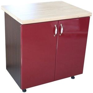 Imagine Masca pentru chiuveta cu 2 usi 80 cm Zebra, wenge/MDF Rosu, cu blat Artar, 80 x 85 x 60 cm