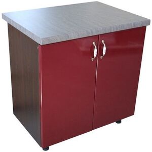 Imagine Masca pentru chiuveta cu 2 usi 80 cm Zebra, wenge/MDF Rosu, cu blat Beton, 80 x 85 x 60 cm