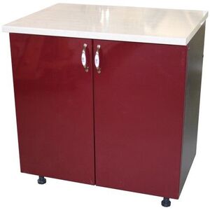 Imagine Masca pentru chiuveta cu 2 usi 80 cm Zebra, Wenge/MDF Rosu, cu blat Travertin, 80 x 85 x 60 cm