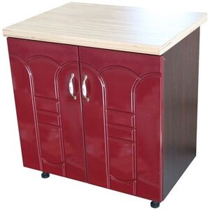 Imagine Masca pentru chiuveta cu 2 usi 80 cm Zebra, wenge/MDF Rosu Tulip, cu blat Artar, 80 x 85 x 60 cm