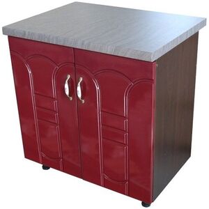 Imagine Masca pentru chiuveta cu 2 usi 80 cm Zebra, wenge/MDF Rosu Tulip, cu blat Beton, 80 x 85 x 60 cm