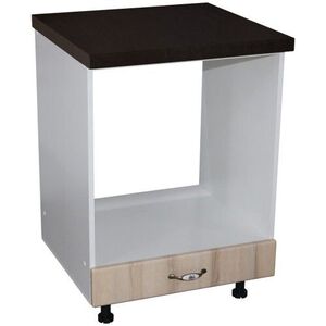 Imagine Corp pentru cuptor incorporabil cu sertar Zebra, Alb/MDF Sonoma, cu blat negru, 60 x 85 x 60 cm