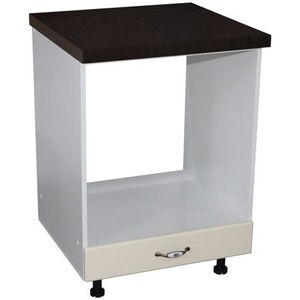 Imagine Corp pentru cuptor incorporabil cu sertar Zebra, Alb/MDF Vanilie, cu blat negru, 60 x 85 x 60 cm