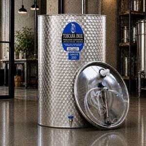 Imagine Cisterna inox vin 200L cu capac cu etansare gonflabila – AISI 304, fund plan - Toscana Inox
