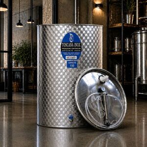 Imagine Cisterna inox vin 150L cu capac cu etansare gonflabila – AISI 304, fund plan - Toscana Inox