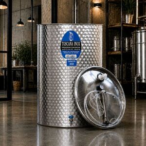 Imagine Cisterna inox vin 300L cu capac cu etansare gonflabila – AISI 304, fund plan - Toscana Inox