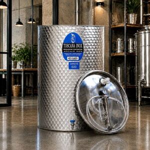 Imagine Cisterna inox vin 600L cu capac cu etansare gonflabila – AISI 304, fund plan - Toscana Inox