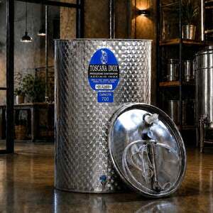 Imagine Cisterna inox vin 700L cu capac cu etansare gonflabila – AISI 304, fund plan - Toscana Inox