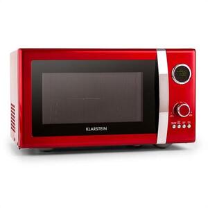 Imagine Klarstein Fine Dinesty, 1000 W, 23 L, cuptor cu microunde 2 în 1, retro, 12 programe, roșu
