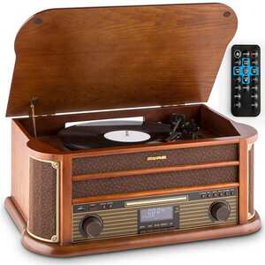 Imagine Auna Belle Epoque 1908 DAB sistem stereo retro cu pick-up și DAB+