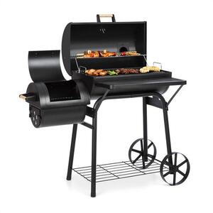 Imagine Klarstein Beef Brisket, grill cu afumătoare, termometru, roti, negru