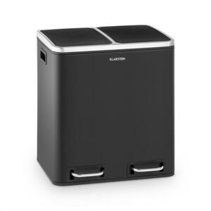 Imagine Klarstein Trash Gordon, coș cu pedală, 30 l / 2 x 15 l, PP, oțel inoxidabil, negru