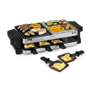 Imagine Klarstein Sirloin Raclette, 1500W, aluminiu / piatră, 8 persoane, LED-uri de control