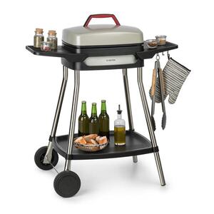 Imagine Klarstein Gatsby, grill electric, 2000 W, grilaj antiaderent, măsuțe laterale, bej/negru