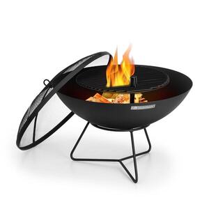 Imagine Blumfeldt Orbit, șemineu 3 în 1 din oțel, Ø 60 cm, grătar 40 cm, masă, negru