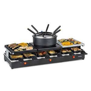 Imagine Klarstein Fonduelette XL, 3 în 1 raclette grill & fondue, piatră naturală, 1650 W, 12 Persoane