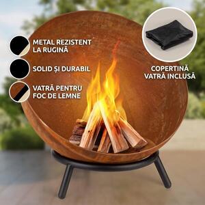 Imagine Blumfeldt Fireball Rust, șemineu, 60 cm Ø, grătar basculant, aspect ruginit