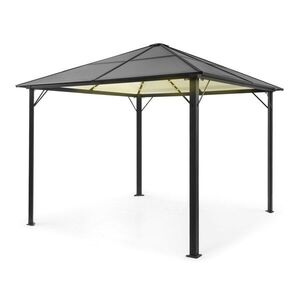 Imagine Blumfeldt Pantheon Solid Sky Ambient Solar, pavilion cu acoperiș gri, 3 × 3 m, policarbonat, aluminiu, iluminat