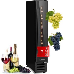 Imagine Klarstein Vinovilla 7, built-in, Uno Onyx, frigider incorporabil pentru vin, sticla neagra, otel inoxidabil
