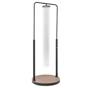 Imagine Blumfeldt Sumatra Falls Round duș de grădină WPC aluminiu Ø 80 cm rotund