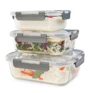 Imagine Klarstein Glaswerk Jardine, caserole pentru alimente, set de 3 bucăți, 640, 1040 și 1520 ml, sticlă borosilicată, capac