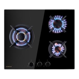 Imagine Klarstein Goldflame 3, plită pe gaz, 3 arzătoare, arzătoare Messing, sticlă ceramică