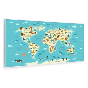 Imagine Klarstein Wonderwall Air Art Smart, încălzitor cu infraroșu, hartă cu animale, 120 x 60 cm, 700 W