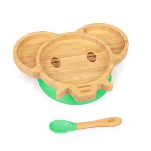 Imagine Klarstein Set de mâncare pentru copii, cu farfurie și lingură de bambus, 250 ml, inclusiv ventuză, 18 × 18 cm