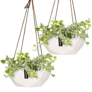 Imagine Blumfeldt Laren, ghiveci suspendat, Ø 28 cm, Polystone, cu frânghii naturale, set de 2 bucăți