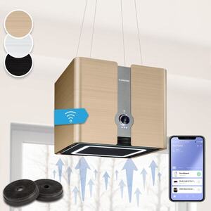 Imagine Klarstein Futurelight Smart hotă insulă Recirculare 413m³/h LED din oțel inoxidabil