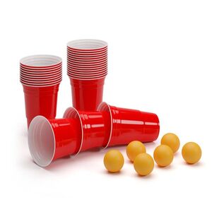 Imagine BeerCup Andrews, pahare roșii de bere, 473 ml (16 oz), robuste, inclusiv mingiuțe și regulament