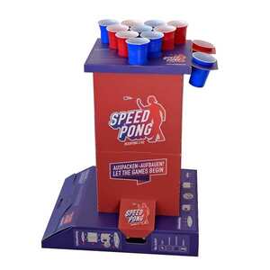 Imagine BeerCup Bounce, coloană de joc speedpong, carton compact, 6 pahare albastre și roșii, inclusiv 2 mingiuțe