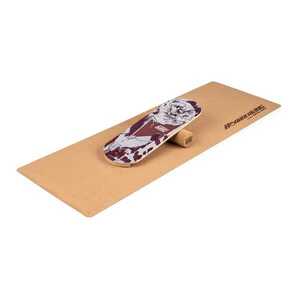 Imagine BoarderKING Indoorboard Classic, placă pentru echilibru, covor, cilindru, lemn / plută, roșie