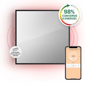 Imagine Klarstein La Palma 500 smart, încălzitor, 2 în 1, infraroșu, 60 x 60 cm, 500W, partea frontală cu oglindă