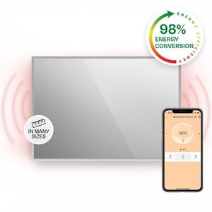 Imagine Klarstein La Palma 750 încălzitor smart 2 în 1 Convector infraroșu 85 x 60 cm 750 W partea frontală cu oglindă
