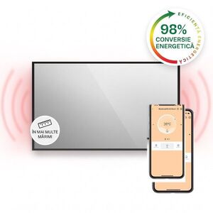 Imagine Klarstein La Palma 1000 smart, încălzitor 2 în 1, infraroșu 120 x 60 cm, 1000 W, partea frontală cu oglindă