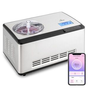 Imagine Klarstein Dolce Bacio Smart, aparat de înghețată, aparat de iaurt, compresor, 2 litri, WiFi, ecran tactil, oțel inoxidabil