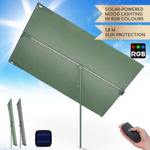 Imagine Blumfeldt Bayonne, umbrelă de soare, 130 x 180 cm, poliester, protecție UV 50, LED solar