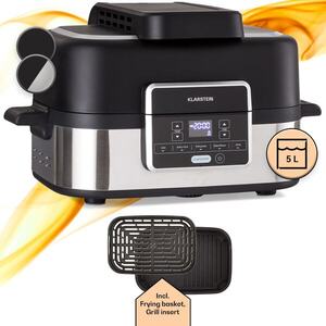 Imagine Klarstein Combo Air, friteuză cu aer cald și grill, 5 programe, 1500 W, coș de grătar de 4, 5 l, coș de prăjire de 2, 5 l